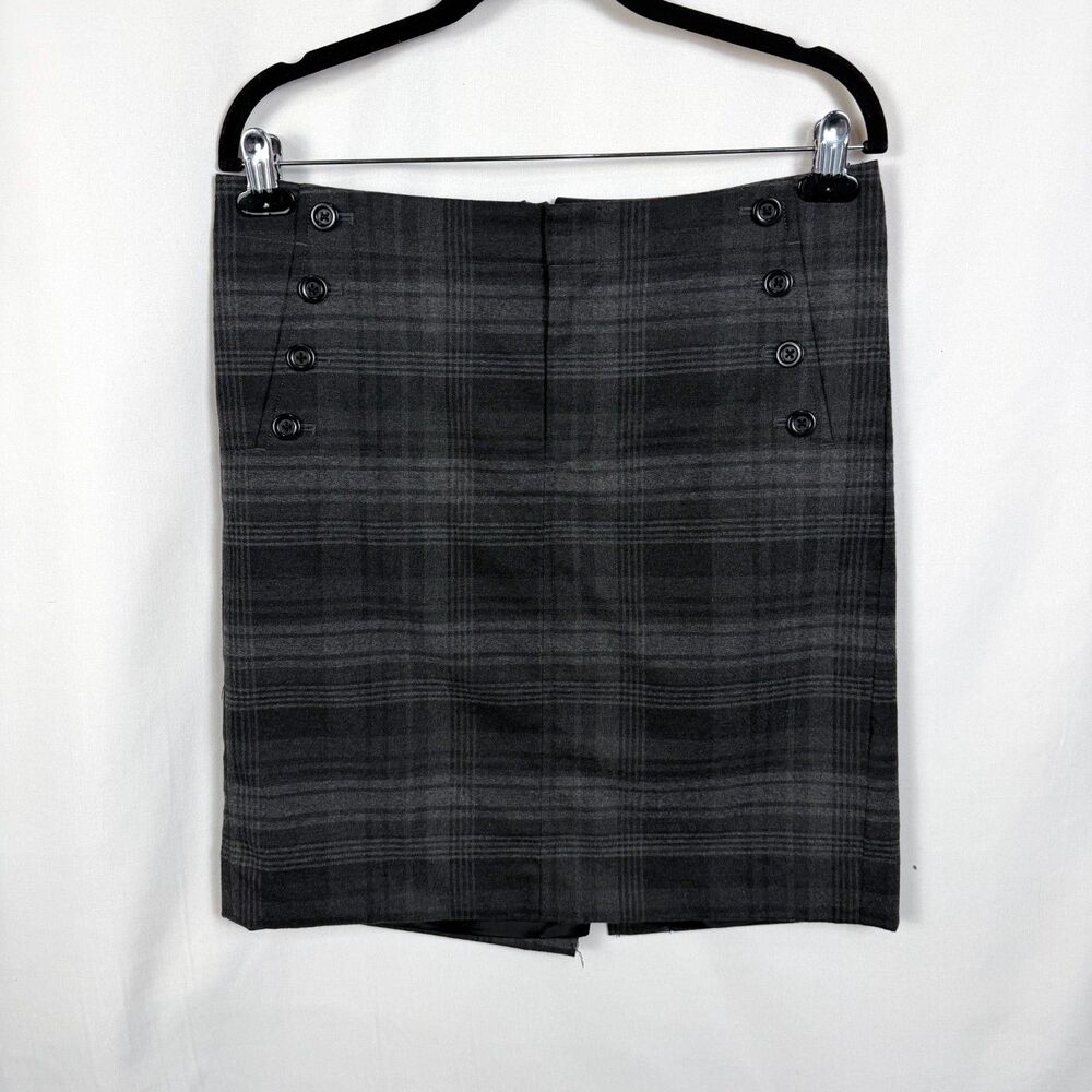 GAP Pencil Skirt Grey/Black Academia Stretch Button Pockets WM 6